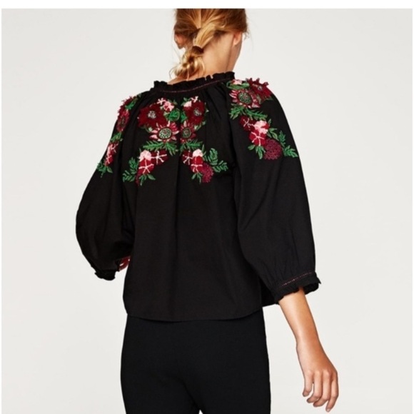 ZARA Top Embroidered Back Blouse - Picture 3 of 16